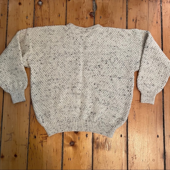 Irish Aran Fisherman Wool Knit Sweater Med Lg - Picture 2 of 5